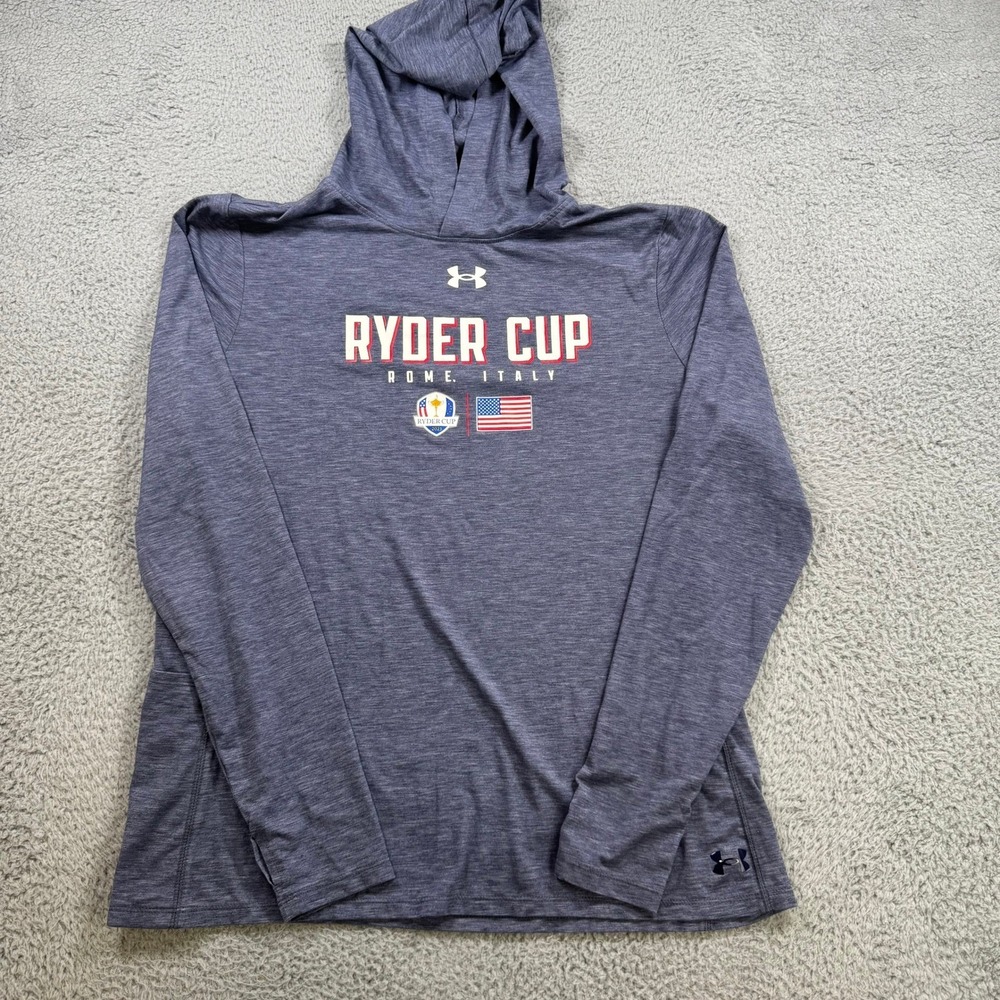 Under Armour Ryder Cup Rome 2023 Women XL Blue Heather Hoodie Long Sleeve‎ Shirt